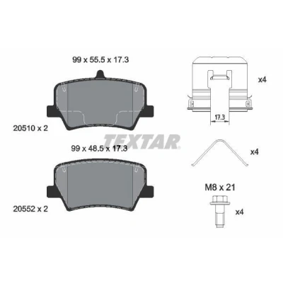 Imagen de TEXTAR 2051001 Juego de pastillas freno no preparado para indicador desgaste con tornillos pinza accesorios VOLVO: XC40