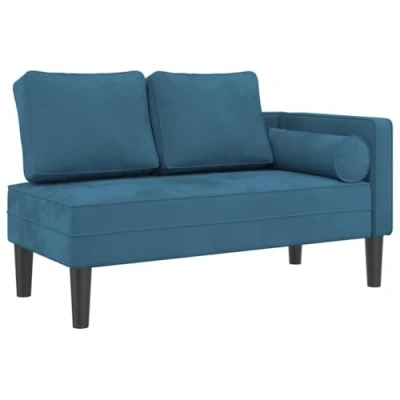 Imagen de vidaXL sofá diván con Cojines Terciopelo Azul, Chaise Longue Silla, Longue, tapizado, Tumbona, de salón