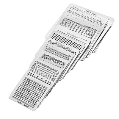 Imagen de BGA Stencils, 33 piezas Universal Reballing Kits de plantillas Rework Net Stencils Steel Template Mesh directamente Conjunto juego calor, herramienta soldadura s