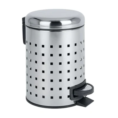 Imagen de Wenko Cubo de pedal para cosméticos Leman diseño perforado acero inoxidable 3L Brillante