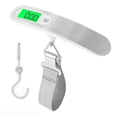 Imagen de AiQInu Bascula Maletas Viaje, Max 50kg/110lb Escala del Equipaje Digital Portátil con Display LCD y Gancho (Blanco)