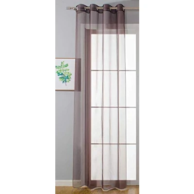 Imagen de Gardinenbox Cortina Transparente con Ojales «Uni» (175 x 140 cm), Color marrón