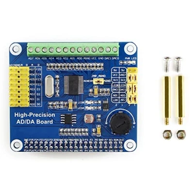 Imagen de Waveshare Raspberry Pi AD/DA Expansion Sheild Board for Adding High Precision Functions to Onboard ADS1256 DAC8552 Sensor Interface