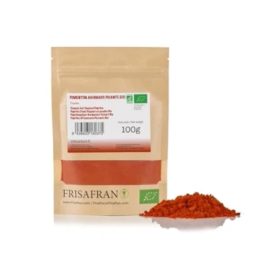 Imagen de FRISAFRAN Pimentón Ahumado picante en polvo 100g pimenton molido Ecológico español Alto nivel vitaminas y minerales sin gluten Origen Murcia