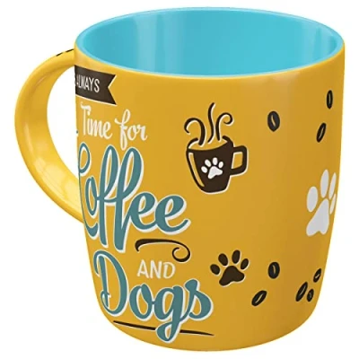 Imagen de Nostalgic Art Taza de café retro, PfotenSchild Coffee and Dogs Idea regalo para los dueños perros, Diseño vintage, cerámica, 330 ml
