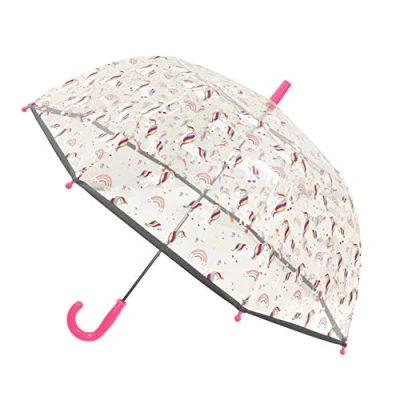 Imagen de SMARTBULLE Paraguas burbuja infantil transparente Borde fluorescente : A prueba de viento; Diámetro=71cm; Apertura manual; para niña; Diseño: Unicornio