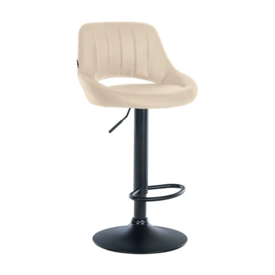 Imagen de CLP Taburete De Bar Milet En Polipiel I Silla Giratoria con Base Metálica &amp; Reposapiés Butaca Alto Acolchado, Color:Crema, Color del Marco:Negro