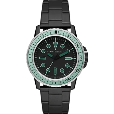 Imagen de Armani Exchange Reloj para Hombre, Movimiento de tres manecillas, caja 42 mm acero inoxidable negro con correa inoxidable, AX1858, Carbón y verde