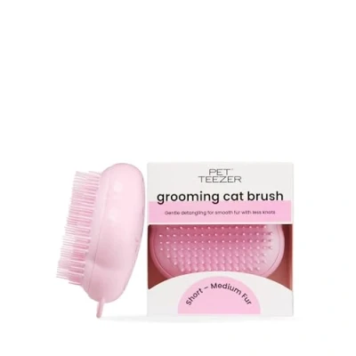Imagen de Pet Teezer Tangle Cepillo de aseo para gatos, pelo corto y medio, cerdas suaves desenredar nudos, rosa