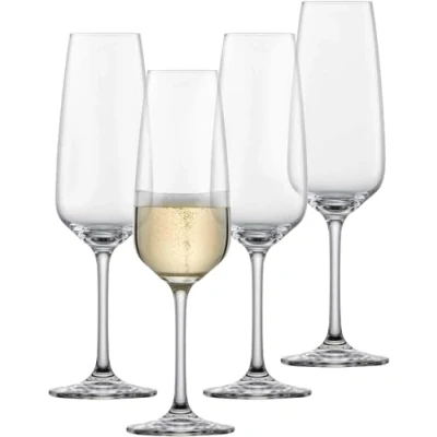 Imagen de Schott Zwiesel copas de champán Tulip (juego 4 unidades), atemporales con punto Moussierpunt, aptas para lavavajillas, fabricadas en Alemania (número referencia 123610)