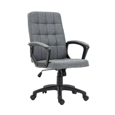 Imagen de Vinsetto Silla de Oficina Escritorio Giratorio con Altura Ajustable y Reposabrazos Estilo Moderno Carga 120 kg para Estudio 59x63x96 105,5 cm Gris Oscuro