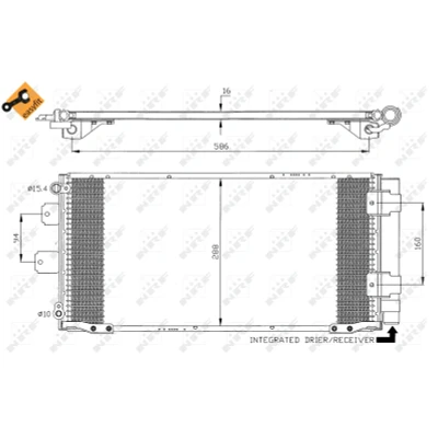 Imagen de NRF EASY FIT 35436 Condensador con secador, junta anular 15,5 10,2 Aluminio 590