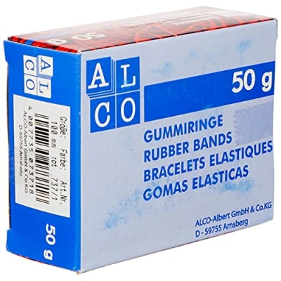 Imagen de Alco Albert Paquete de gomas elásticas, diámetro 100 mm, 50 g, color rojo