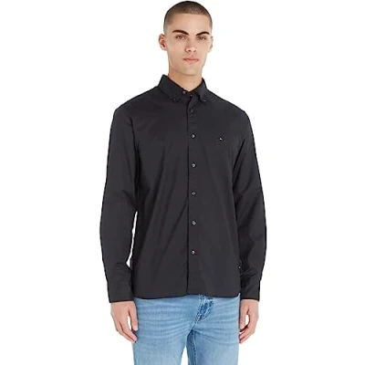 Imagen de Tommy Hilfiger Hombre Camisa Core Flex Manga Larga, Negro (Black), M