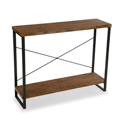 Imagen de Versa Taline Mueble Recibidor Estrecho para Entrada o Pasillo, Mesa Consola, con Estante Inferior, Medidas (Al x L An) 80 30 100 cm, Madera y Metal, Color Negro