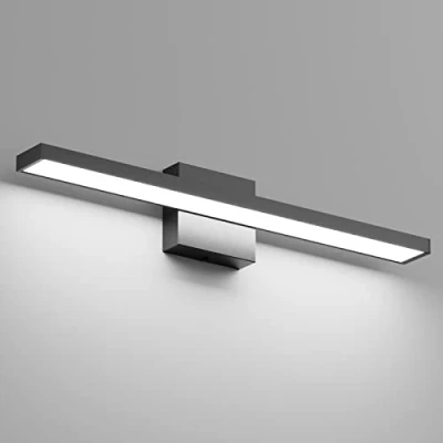 Imagen de Klighten Luz de Espejo Baño LED 60cm, 20W 2000LM Pared Espejos IP44, Lamparas Baño, Aplique Moderno, 6000K Blanco Frío, 144 LEDs, 110 240V, Negro