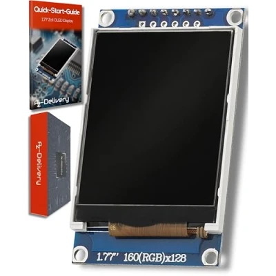 Imagen de AZDelivery 1,77 Pulgadas SPI TFT Display 128x160 Pixeles ST7735 2,7V 3,3V Compatible con Arduino y Raspberry Pi E Book Incluido!