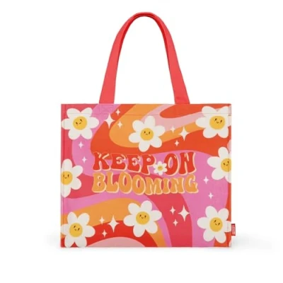 Imagen de Legami Bolsa de Playa, Playa Grande, Material Reforzado, con Cierre botón magnético, Tote Bag, soporta hasta 15 kg, 44 x 61,5 cm, Daisy, Rosa