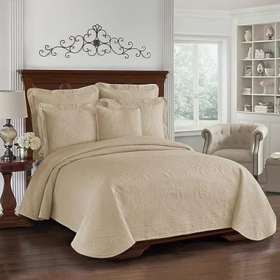 Imagen de Historic Charleston Rey Carlos Moderna de Granja Floral Matelasse Colcha Cama, Algodón, Abedul, Matrimonio