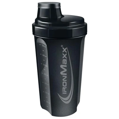 Imagen de IronMaxx Eiweiß Shaker Deep Black 700ml de proteínas con tapa rosca, tamiz y escala medición Antigoteo, apto para lavavajillas libre BPA DEHP