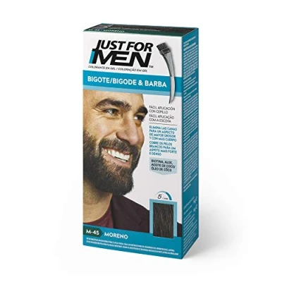 Imagen de Just For Men Tinte Para Bigote Y Barba, Elimina Las Canas Una Apariencia Más Espesa Completa, Con Pincel Aplicador Incluido, Color Castaño Oscuro, M45