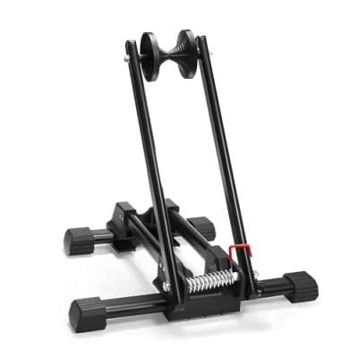 Imagen de Soporte Plegable para Bicicleta, Estacionamiento Portátil de Aluminio, Adecuado Bicicletas Carreras y Montaña 20 29 Pulgadas, Protección contra Arañazos, Sin Instalación Requerida Negro