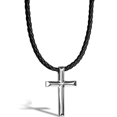 Imagen de SERASAR Collar de Cuero con Ancla para Hombre, Muchacho Plata Hombre Tribal Masculino 50cm Joyas Hombres Regalo Padre