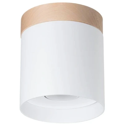 Imagen de SOLLUX LIGHTING Rif downlight de techo, blanco, Ø 12 cm, madera, aluminio