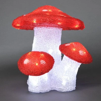 Imagen de Konstsmide Decoración navideña para Exteriores (acrílico, 3 Setas, IP44), 48 ledes de Color Blanco frío, Cable Transparente