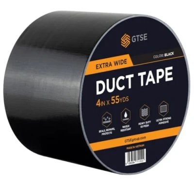 Imagen de Gocableties Cinta americana negra de 100 mm x 50 m tela resistente, ancha, adhesiva e impermeable Para reparar, fijar, agrupar, reforzar y sellar 1 rollo