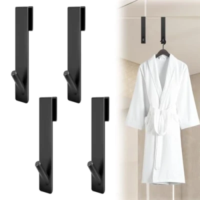Imagen de 4 Piezas Colgador Toalla Baño Gancho de Ducha Para Mampara Acero Inoxidable Sin Perforaciones Puerta Cristales 6 12 mm Grosor