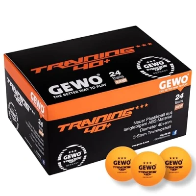 Imagen de GEWO Pelotas de Tenis Mesa Training 40+ 3 Estrellas plástico ABS con Costura Ping Pong, diámetro 40+mm, Paquete 24 Unidades, Naranja…