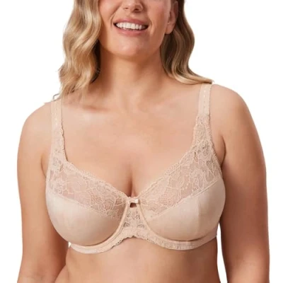 Imagen de DELIMIRA Sujetador de Copa Completa con Aros Encaje para Mujer Beige 105C