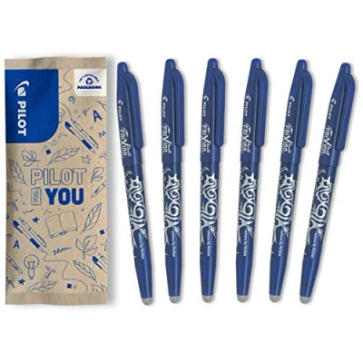Imagen de PILOT Frixion Ball Radierbarer Tintenroller mit thermosensitiver Tinte Nachfüllbarer aus recyceltem Kunststoff 6er Set Blau Mittlere Spitze Zauberstift