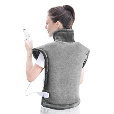 Imagen de almohadilla eléctrica para espalda, hombros, cuello, 60 x 85 cm con 4 niveles de temperatura, apagado automático y protección contra sobrecalentamiento