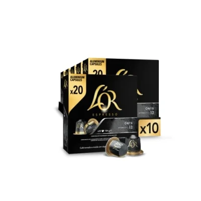 Imagen de L&#039;OR Espresso Cápsulas de Café Onyx Intensidad 12 200 Compatibles Nespresso (R)* Amazon Exclusive