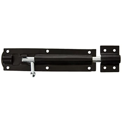 Imagen de TIMCO perno de torre recto, negro, 6 pulgadas, ideal para asegurar puertas empotradas y cobertizo en una posición cerrada, añadiendo mayor seguridad, un paquete.