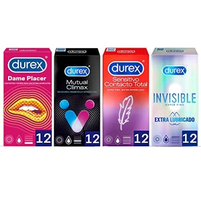 Imagen de Durex Preservativos Dame Placer + Sensitivos Contacto Total Mutual Climax Invisible, 48 condones