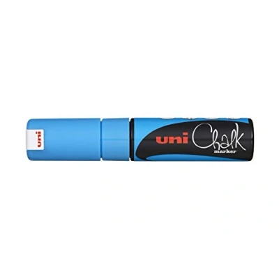 Imagen de UNI Ball 186447 Marcador de tiza y ventana CHALK PWE 8K, 8 mm, punta cuña, azul claro