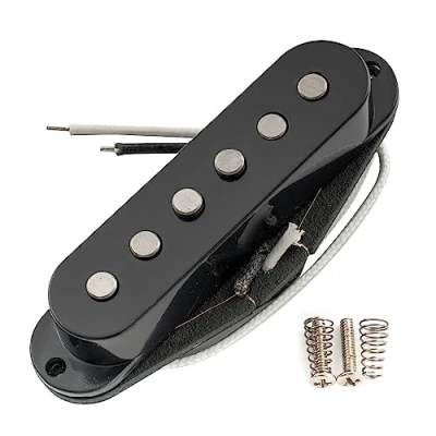 Imagen de Artec SSA 12 Vintage Staggered Alnico 5 Single Coil Pastilla Mástil Pickup 6,3K para Guitarra Eléctrica tipo Strat, Negro