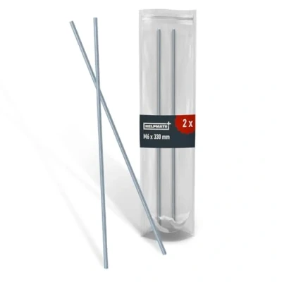 Imagen de HELPMATE varilla roscada M6 x 330 mm de acero inoxidable A2 2 piezas métrica completa Tornillo DIN 976 plata