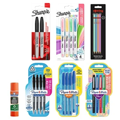 Imagen de Material de papelería Paper Mate, Sharpie, rOtring y Elmer&#039;s,Bolígrafos,bolígrafos gel,rotuladores, rotuladores fluorescentes, lápices HB barra pegamento,Ideal para el colegio la oficina
