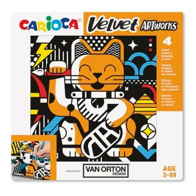 Imagen de CARIOCA Set de 4 ilustraciones terciopelo para colorear Ayuda a desarrollar la destreza y creatividad En colaboración con Van Orton uds Diseño Art