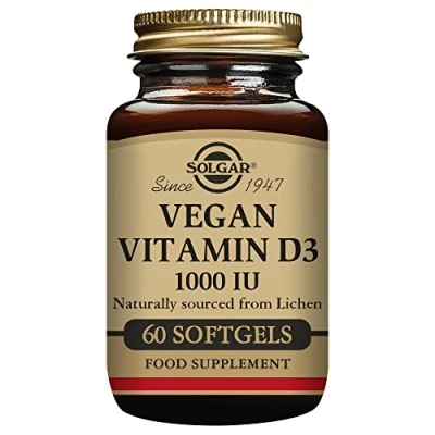 Imagen de Solgar Vitamina D3 Vegana 1000 UI Huesos y Sistema Inmune 60 Cápsulas Veganas