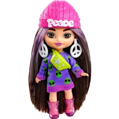 Imagen de Barbie Extra Mini Minis Vestido Aliens Muñeca pequeña con Conjunto de Moda, Juguete +3 años (Mattel HLN46)
