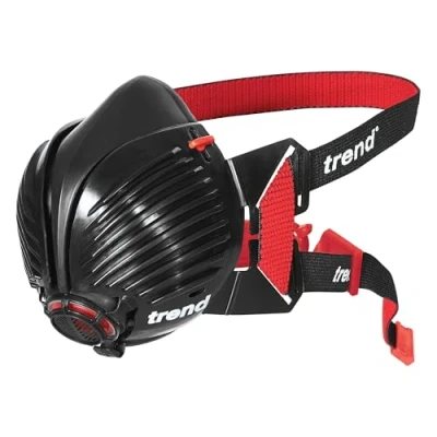 Imagen de Trend ML Stealth Mascarilla antipolvo P3 respirador reutilizable, APF20 X WEL, incluye filtros reemplazables, colores surtidos (negro/rojo o negro/verde), mediano grande, STEALTH/ML