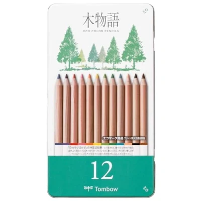 Imagen de Tombow Lápices de Colores Reciclados Dibujo Profesional KI MONOGATARI Ideal para Degradados y Texturas Estuche 12 Pinturas Colores.