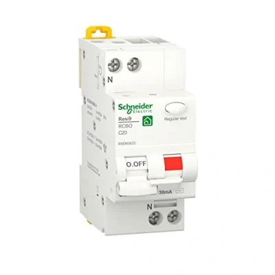 Imagen de Schneider Electric R9D60620 Interruptores Magnetotérmicos Diferenciales, RCBO, Resi9, 1P+N, Curva C, 20A, 30MA