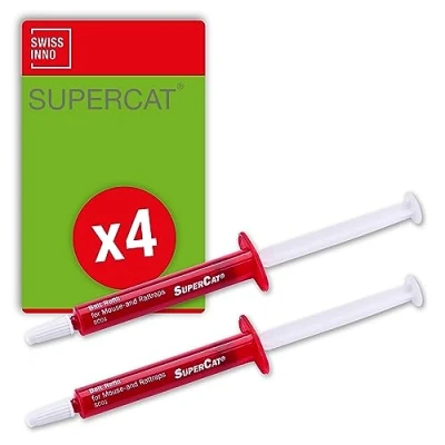 Imagen de SWISSINNO 1 042 001K Jeringas de Cebo repuesto SuperCat para trampas roedores: natural no tóxico, inofensivo niños y mascotas, 4x