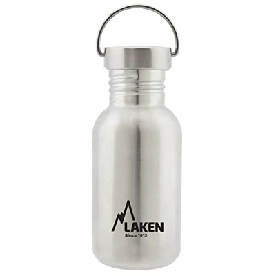Imagen de Laken Botella de Agua Acero Inoxidable (0,50L Acero) con Tapón Vintage Reutilizable y Sostenible para Niños Adultos: Ideal Deporte, Escuela, Café